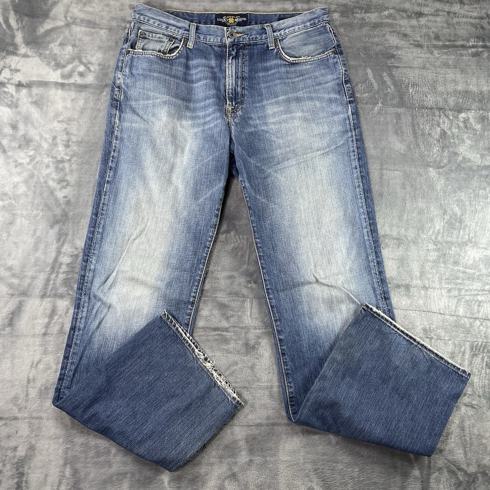 Lucky Brand Jeans Mens 34x36 Medium Wash 181 Relaxed Straight Blue Denim Wide